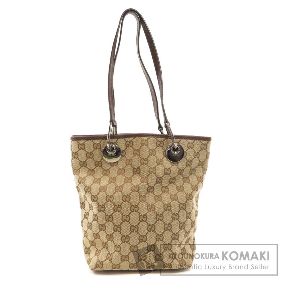 Gucci GG Canvas Eclipse Tote Shoulder Bag Brown